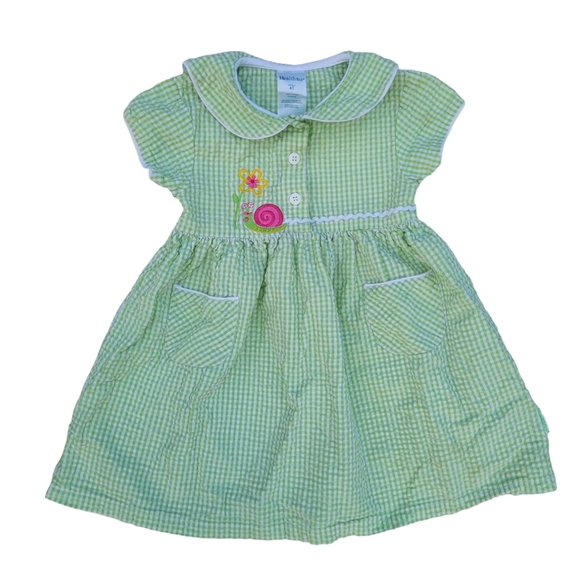 Vintage Healthtex gingham embroidered green and white dress - Picture 1 of 6